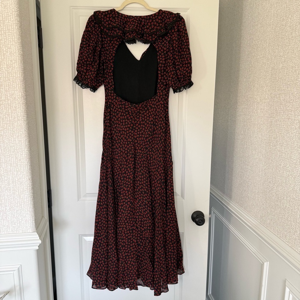 NWT Reformation Viral Women's Evra Lace Trim Open Back Maxi Dress Size 2 - Picture 13 of 14